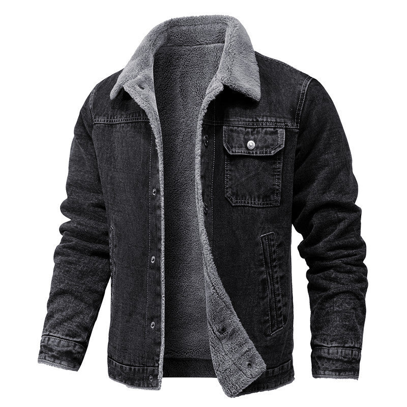 Men's Fleece-lined Cotton Workwear Casual Jacket Coat Lambswool