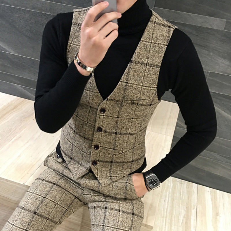 Thick Slim Fit Plaid Suits