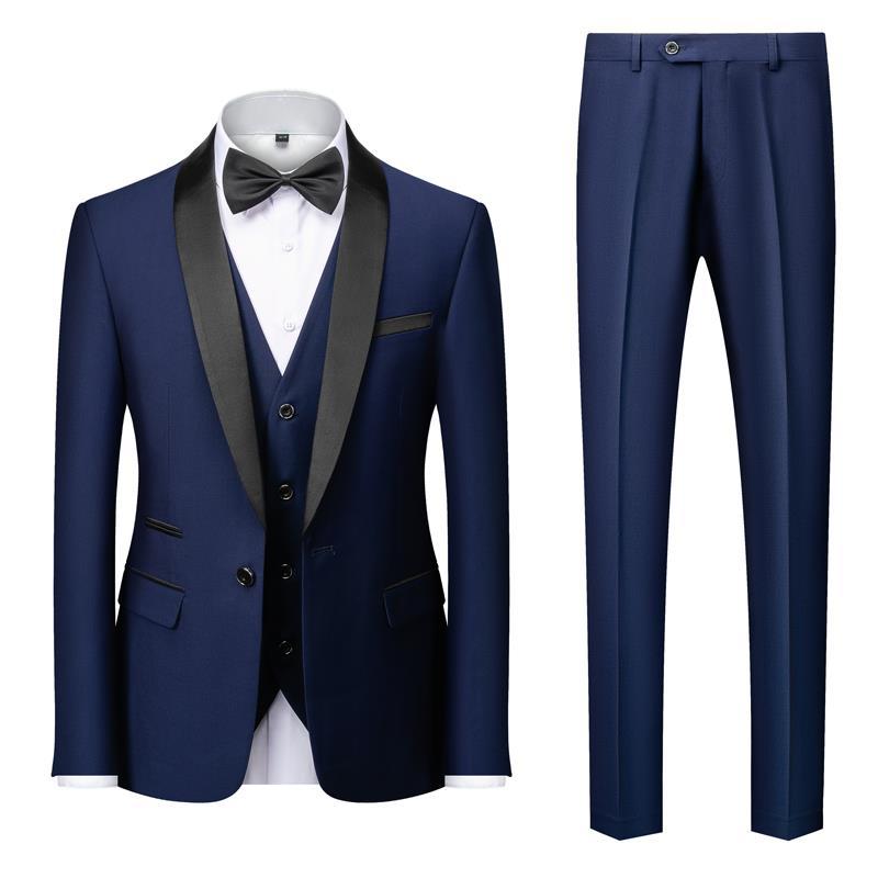 Men's Suit Set Green Fruit Collar Stage Suit Dress Host Performance Bridegroom Best Man Three-piece Suit