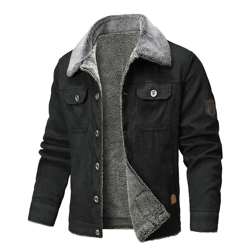 Men's Fleece-lined Cotton Workwear Casual Jacket Coat Lambswool