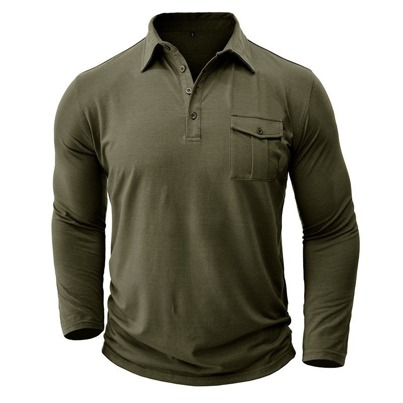 Men's Polyester Consul Solid Color Long Sleeve Bottoming Shirt