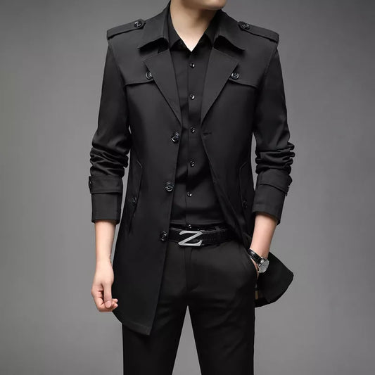 New Spring Men Trench Fashion England Style Long Trench Coats Mens Casual Outerwear Jackets Windbreaker Brand Mens Clothing 2022